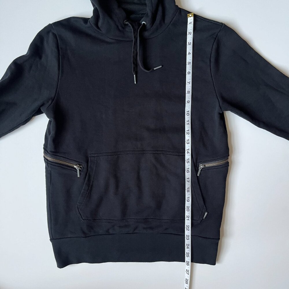 Zanerobe Men's Black Side Zippers Cozy Pullover Hoodie Sweatshirt Streetwear S